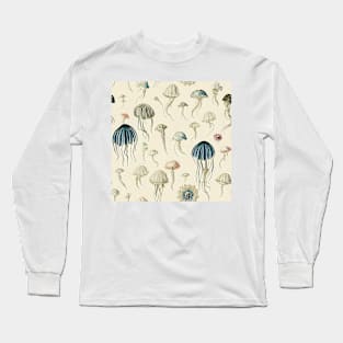 Antique Vintage Jellyfish Illustration Long Sleeve T-Shirt